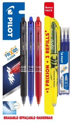 Pilot - FriXion Clicker Pens m/click 0,7 Bonuspack 3+Light+Nachfüllset