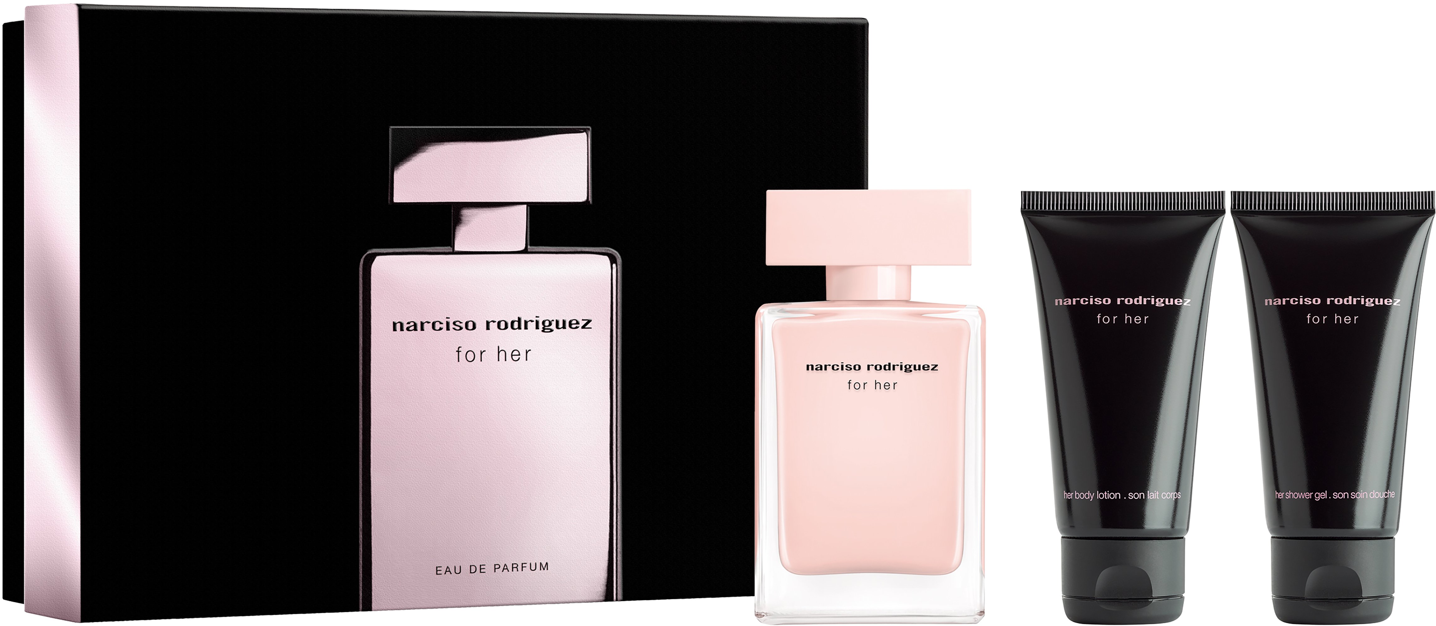 Narciso Rodriguez - For Her EDP 50 ml+ Body Lotion 50 ml + Shower Gel 50 - Gavesæt
