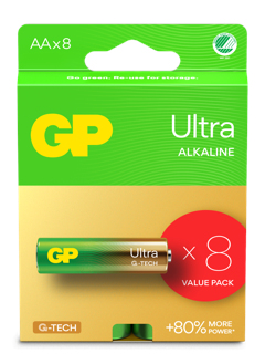 GP - Ultra Alkaline Batteri, Str AA, 15AU/LR6, 1.5V, 8-pak