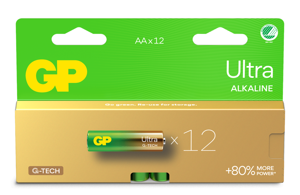 GP - Ultra Alkaline Battery, Size AA, 15AU/LR6, 1.5V, 12-pack
