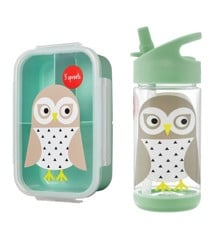 3 Sprouts - Bento Box (Mint Owl) + 3 Sprouts - Water Bottle (Mint Owl)