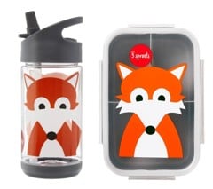 3 Sprouts - Bento Box (Gray Fox) + 3 Sprouts - Water Bottle (Gray Fox)