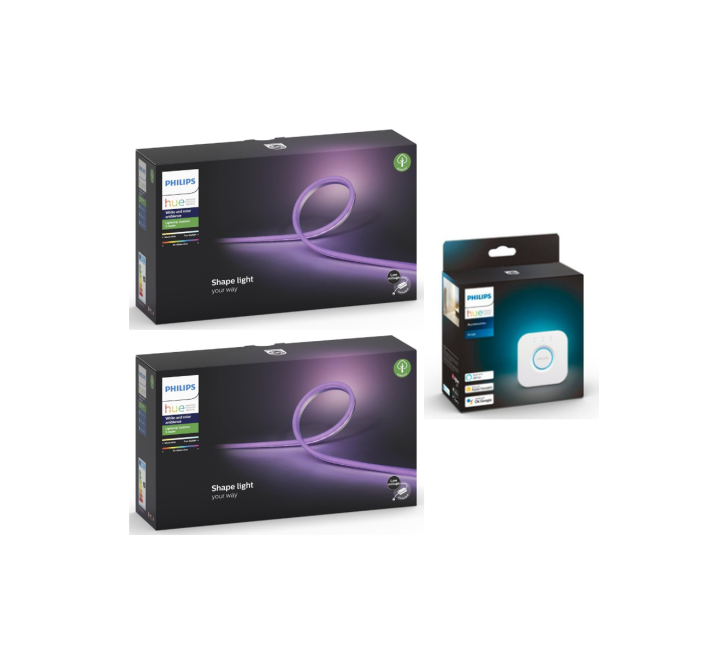 Philips Hue - 2x Lightstrip Utomhus 5m + Brygga 2.1 - Paket