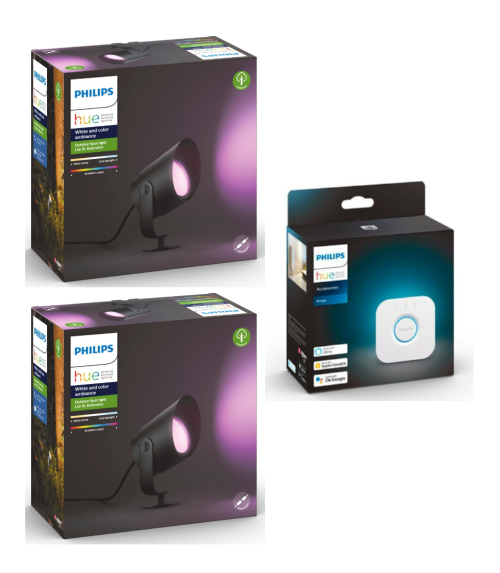 Philips Hue 2x Lily XL Spot Light Hue Outdoor White Color Ambiance Bridge 2.1 Bundle