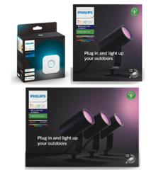 Philips Hue  - Lily Outdoor Spot Light Basekit &  Lily Spike  + Bridge 2.1 - Bundle