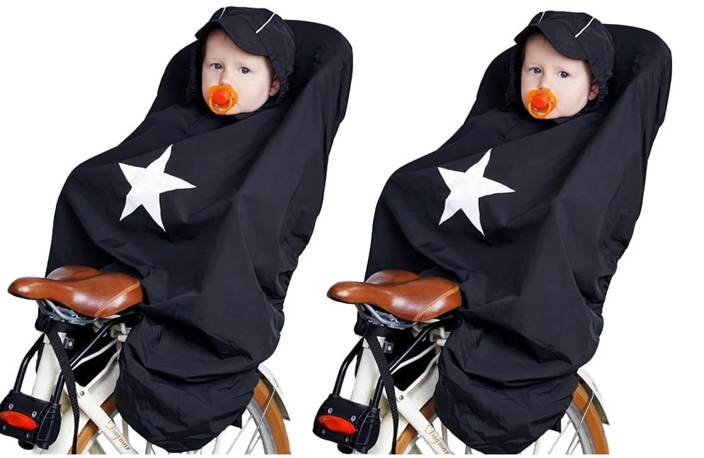 Babytrold - 2 x Raincover for Bicycle Seat Black - Baby og barn