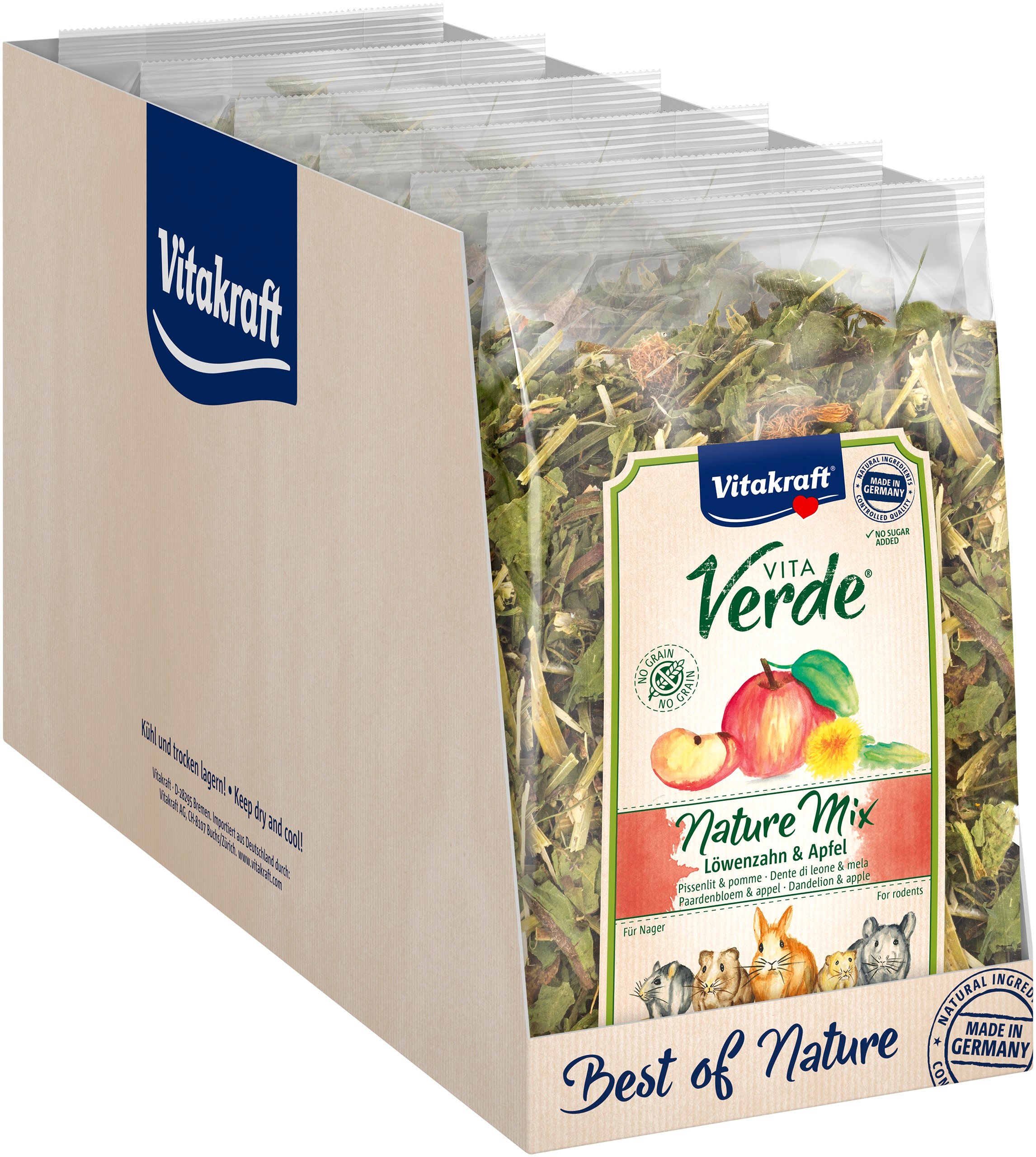 Vitakraft - 6 x Nature Mix Dandelion and Apple for rodents 80g - Kjæledyr og utstyr