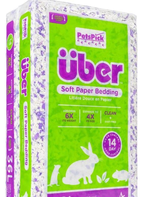 Über - Soft Paper Bedding for Small Animals White purple with lavender 56 ltr - (45053) - Kjæledyr og utstyr