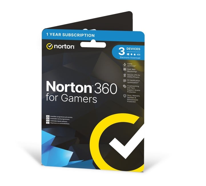 Norton - Cybersecurity 360 til Gamere 50 GB Nordisk 1 bruger 3 enheder 12 måneder