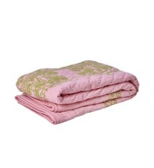 Rice - Cotton Quilt Blanket in Soft Pink with Green Embroidery