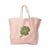Rice - Raffia Shopping Bag Green Clover Embroidery in Pink and Nature Checks thumbnail-1