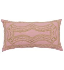 Rice - Cotton Cushion in Soft Pink with Green Embroidery