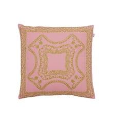 Rice - Cotton Cushion Soft Pink with Green Embroidery