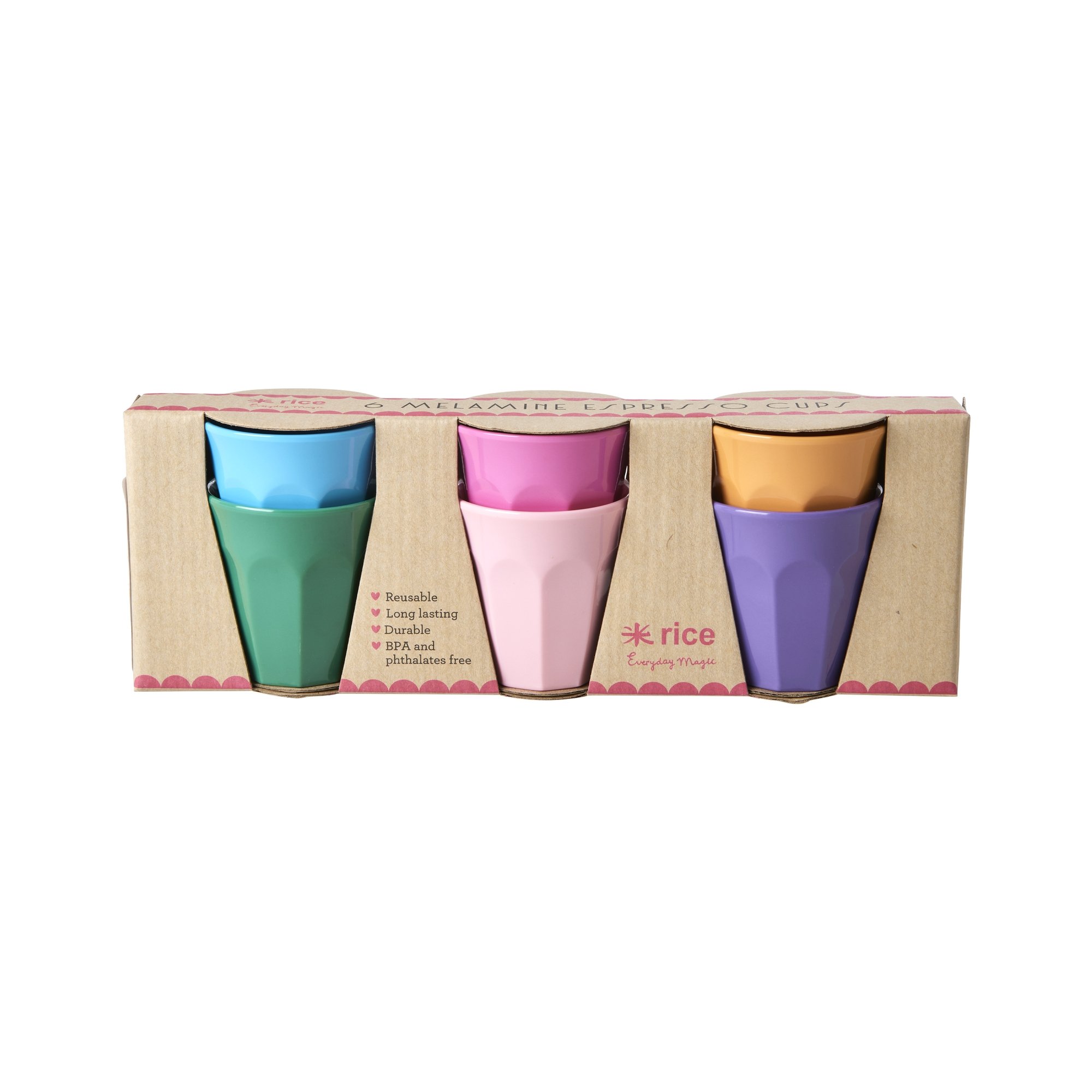 Rice - 6 Melamine Espresso Cups Multicolored - Hjemme og kjøkken