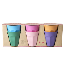 Rice - Medium Melamine Cups 6 Pcs.  Multicolored