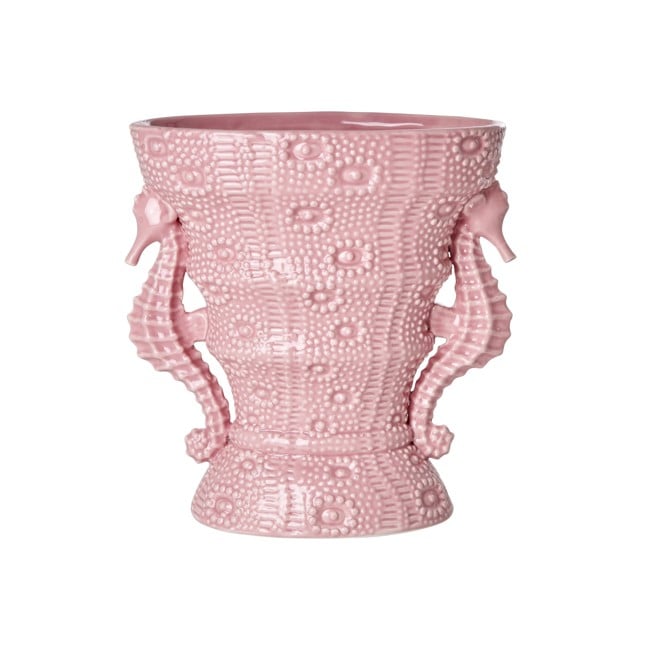 Rice - Ceramic Vase with Seahorse Decorations Pink