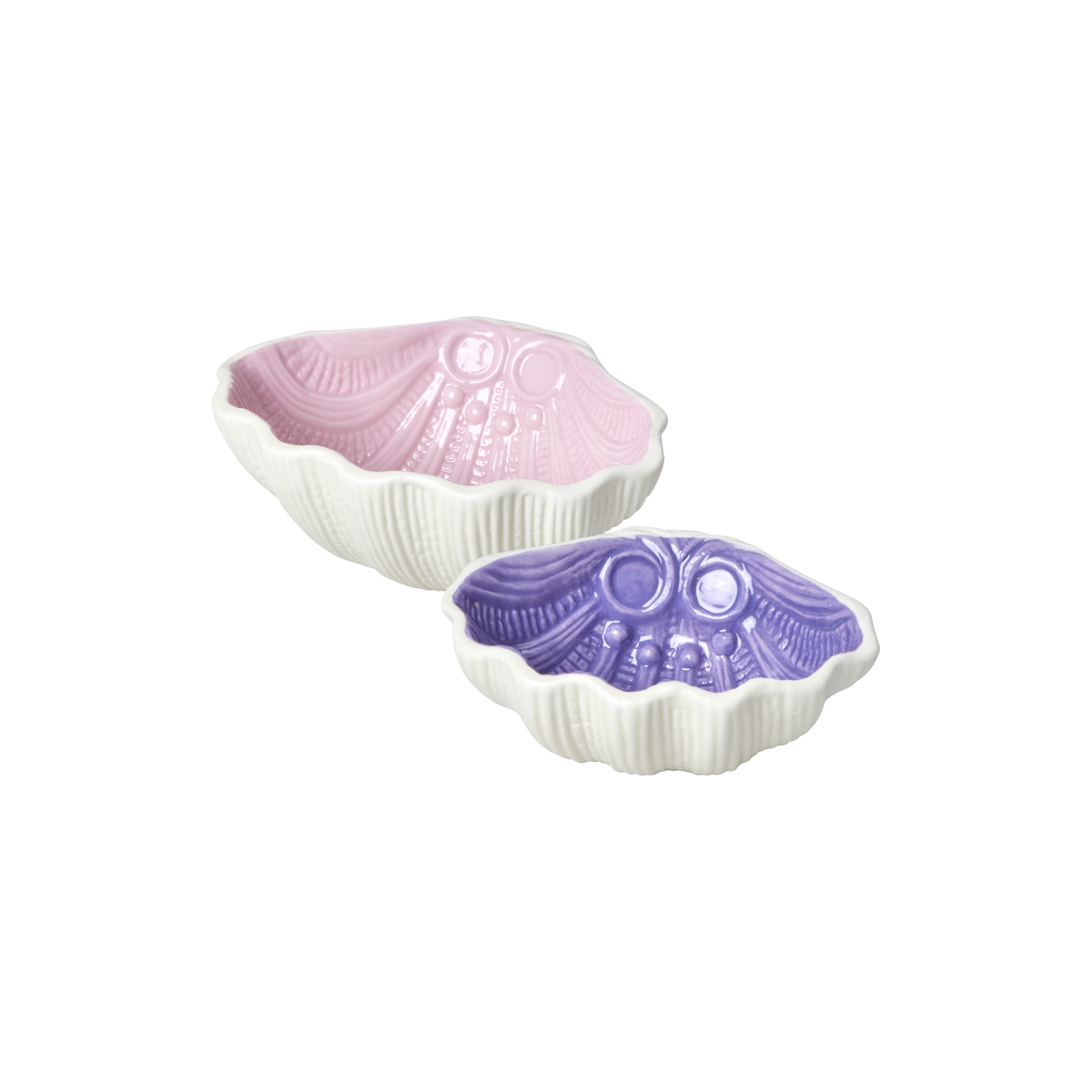 Rice - Ceramic Shell Bowl in Lavender and Pink - Set of 2 - Hjemme og kjøkken