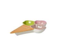 Rice -  Ceramic Ice Waffle Dish 3 Room - Pink