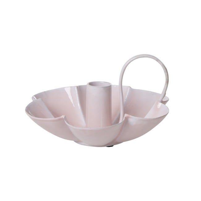 Rice - Metal Flower Shape Candle Holder in Soft Pink