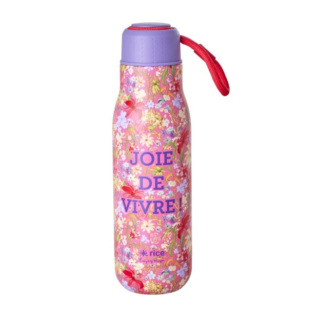 Rice - Stainless Steel Drinking Bottle with Swedish Flower Print - 12H Hot/24H Cold - 500 ml