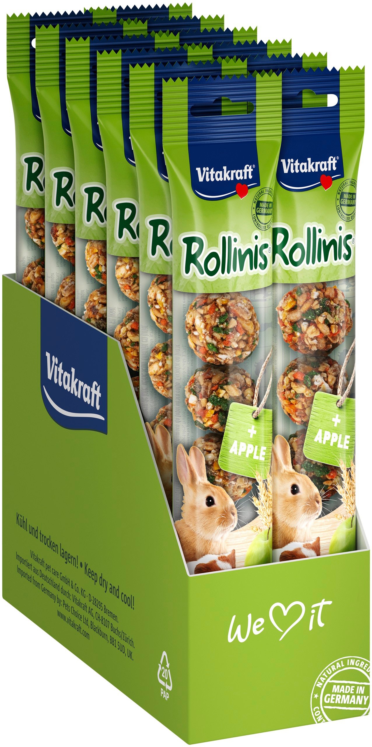 Vitakraft -12 x Rollinis Apple for rodents 40g (bundle) - Kjæledyr og utstyr