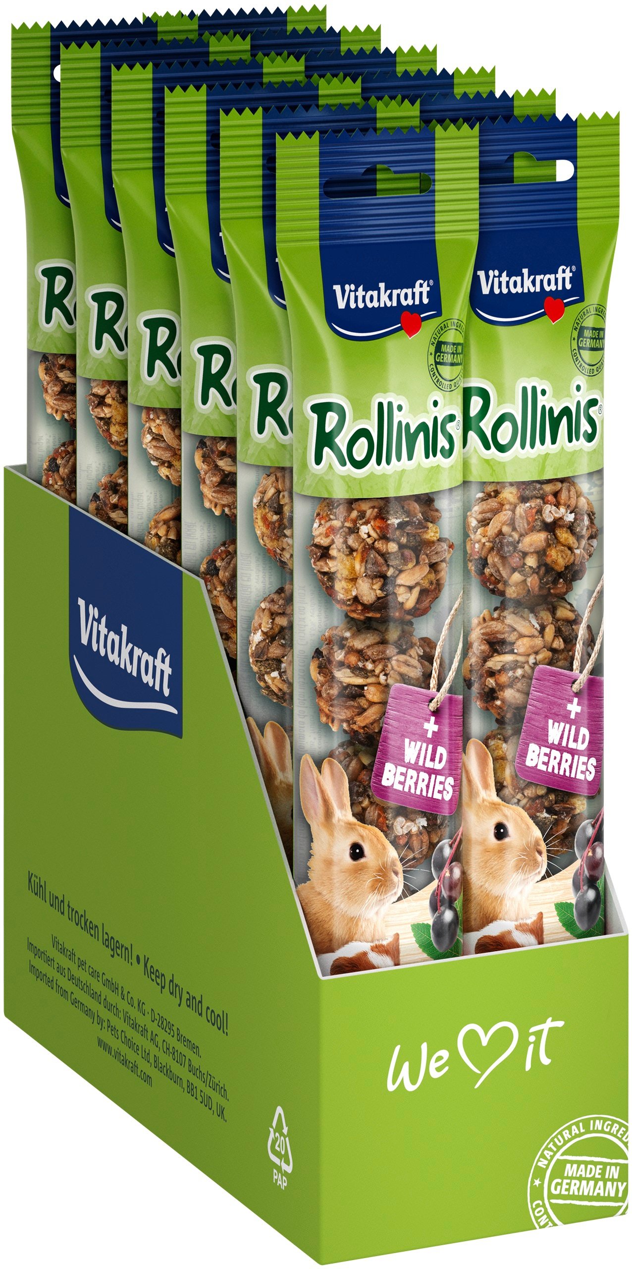 Vitakraft -12 x Rollinis Wildberry for rodents 40g