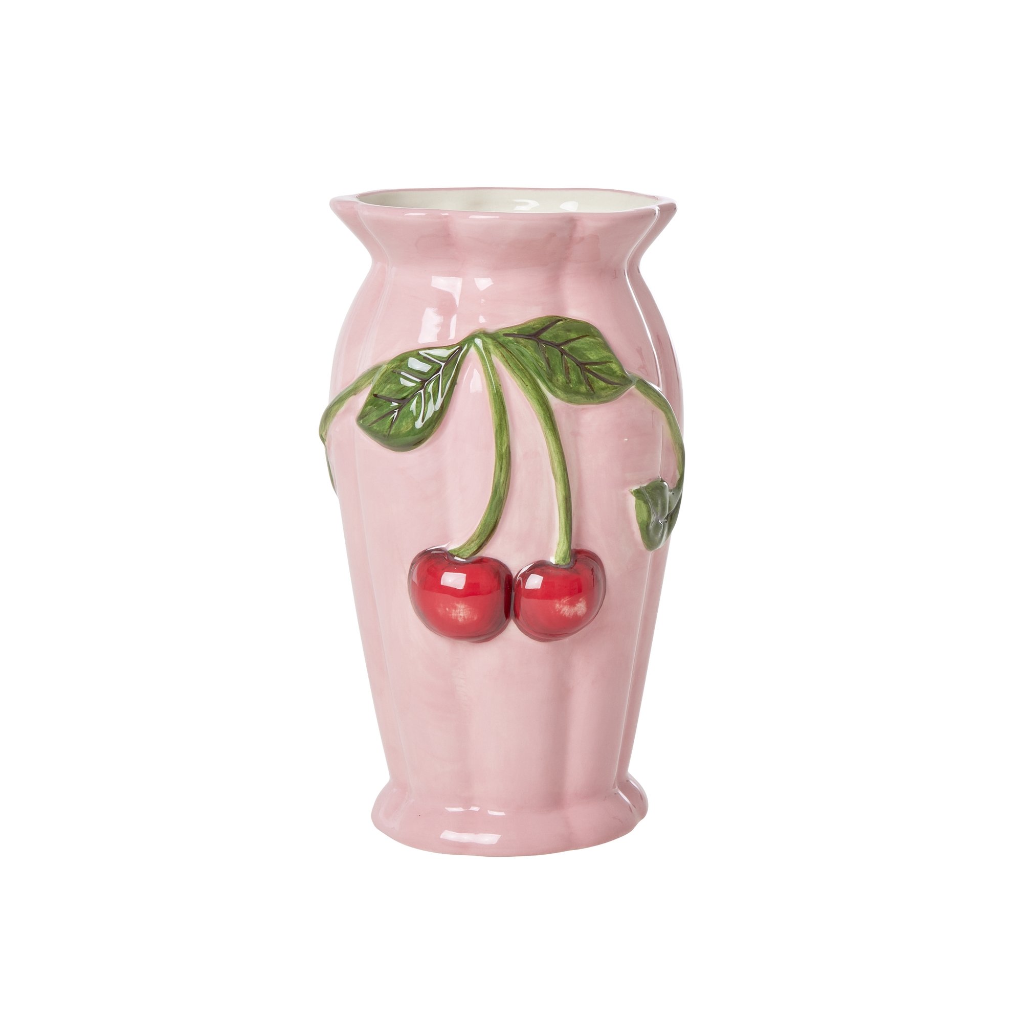 5: Rice - Keramisk Vase Med Kirsebærskulptur - Pink