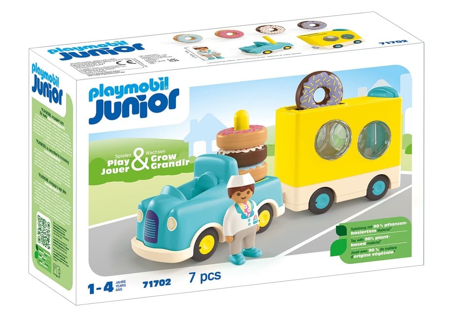 Playmobil - JUNIOR: Skør Donut Truck med stable- og sorteringsfunktion (71702)