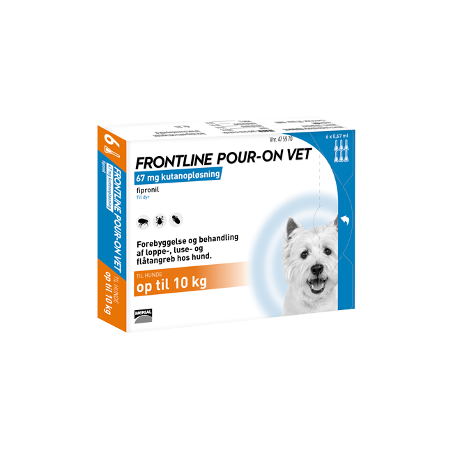 Frontline Pour-on - Frontline Pour-on Vet., Hund 2-10kg., 6x0,67 ml. (DK/NO)