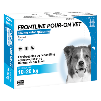 Frontline Pour-on - Frontline Pour-on Vet, Hund 10-20 kg., 6x1,34 ml. (DK/NO)