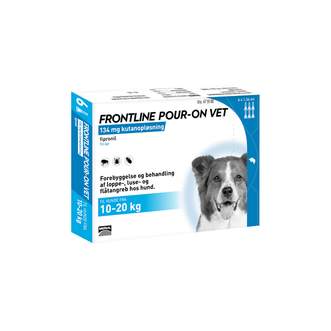 Frontline Pour-on - Frontline Pour-on Vet, Hund 10-20 kg., 6x1,34 ml. (DK/NO)