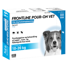 Frontline Pour-on - Frontline Pour-on Vet, Hund 10-20 kg., 6x1,34 ml. (DK/NO)