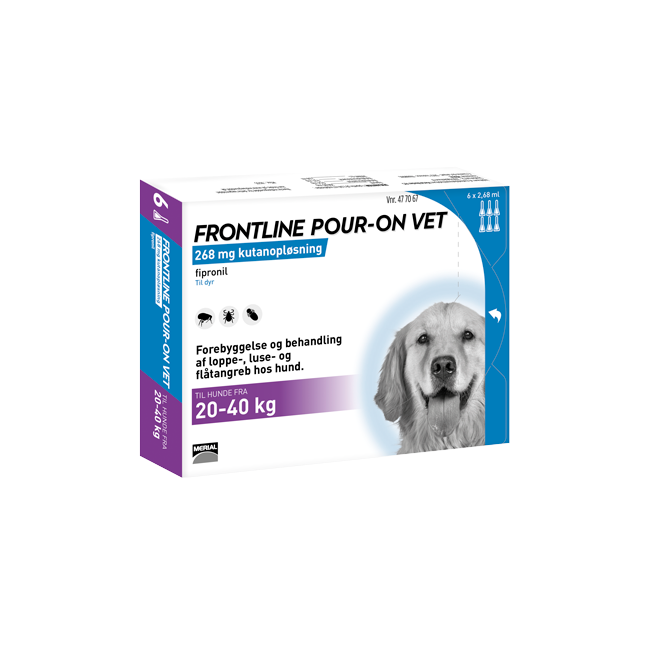 Frontline Pour-on - Frontline Pour-on vet., Hund 20-40 kg., 6x2,68 ml. (DK/NO) - (477067)
