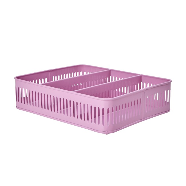 Rice - Metal Tray with 3 Rooms Pink