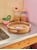 Rice - Round Wooden Tray with Handpainted Pink Edge and Flowers Small thumbnail-2