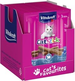 Vitakraft - 15x Cat Stick® med rødspætte og omega-3, MSC, 3 stk ( OBS  BEDST FØR 15-12-2024)