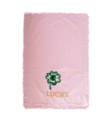 Rice - Cotton Tea Towel Good Luck print and Embroidery in Soft Pink