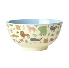 Rice - Melamine Bowl Medium 700 ml Dusty Blue Sweet Jungle Print