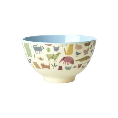 Rice - Melamine Bowl Small 300 ml Dusty Blue Sweet Jungle Print