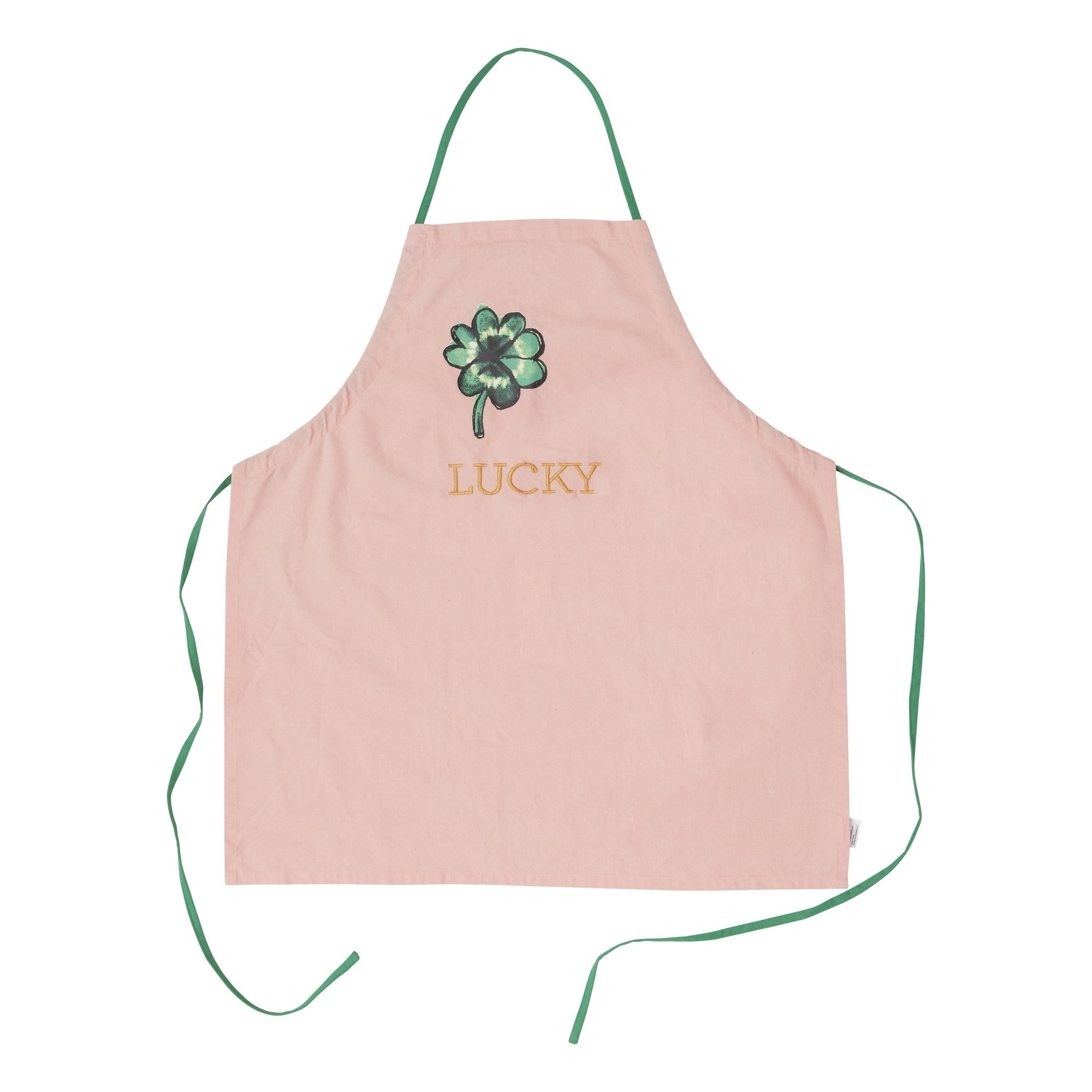 Rice - Cotton Apron Good Luck Print in Soft Pink - Hjemme og kjøkken