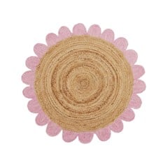 Rice - Round Jute Rug With Pink Edge