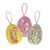 Rice - Raffia Large Easter Eggs Ornaments 3 Asst. Designs with Embroidery Pink/Yellow/Green thumbnail-1