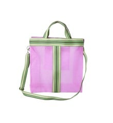 Rice - Recycled Plastic Cross Over Bag Pink with Striped Edges