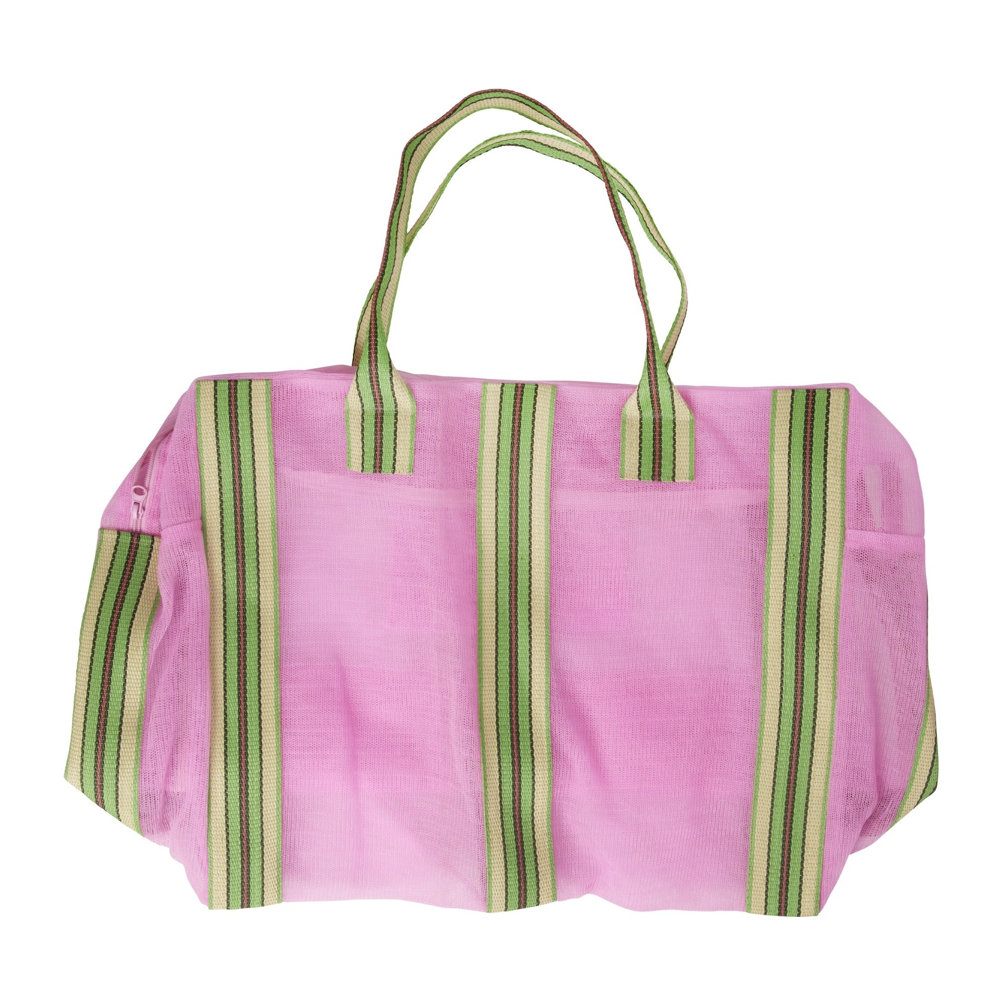 5: Rice - Genbrugs Weekendtaske Pink med Stribede Kanter