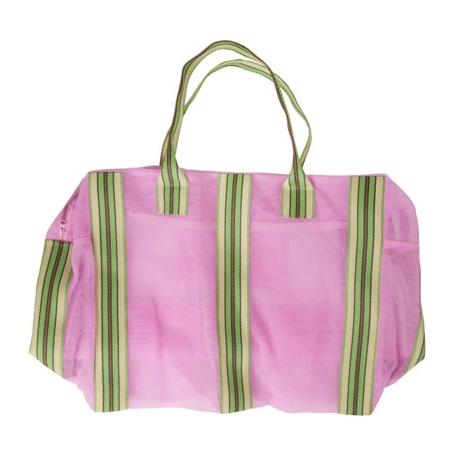 Rice - Recycled Weekend Bag Pink with Striped Edges