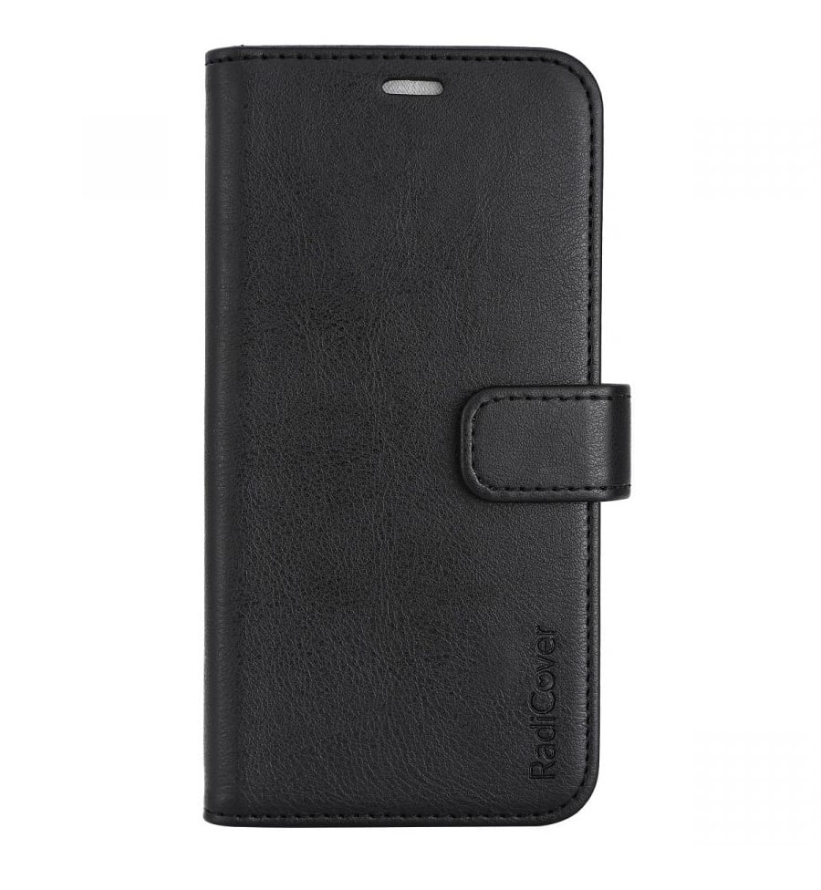 RadiCover - Radiation Protection Wallet Vegan Leather iPhone 14 Flipcover Black - Elektronikk