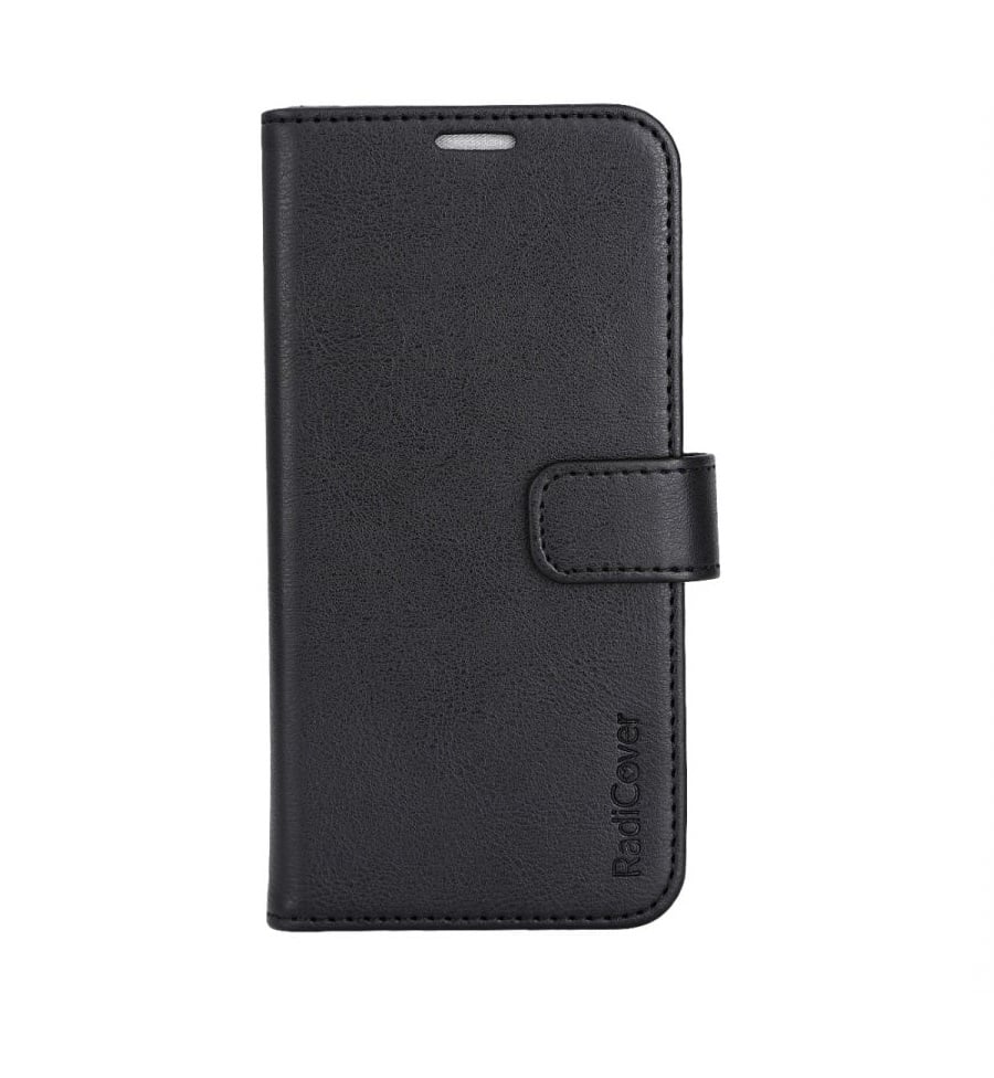 RadiCover - Radiation Protection Wallet Vegan Leather iPhone 15 Flipcover Black PU - Elektronikk