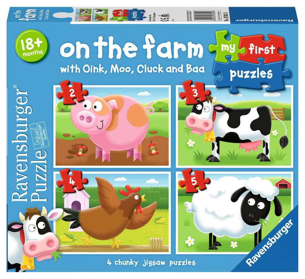 Ravensburger - On The Farm My First Puzzle 2/3/4/5p - Leker