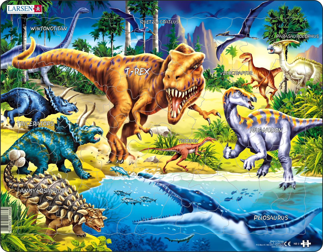 Larsen Puzzle - Maxi Dinosaurs (57 pcs) (NB3) - Leker
