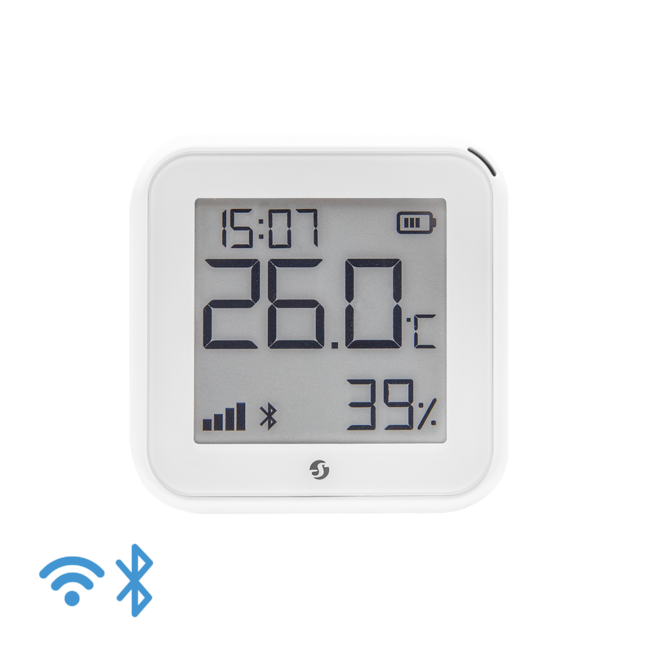 Shelly Plus HT Gen3 Smart Temperatur- og Fugtighedssensor, Wi-Fi, Hvid